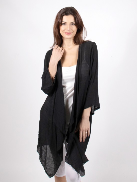 Solid Long-Sleeved Maxi Cardigan